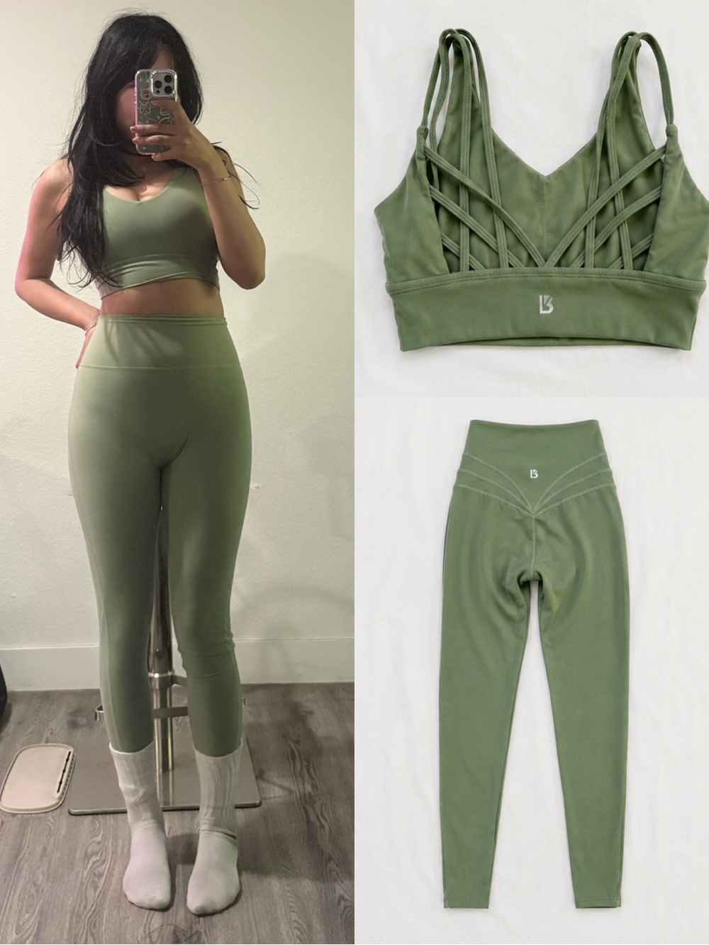 Two Piece Buffbunny Monarch Agave Green Bloom Sports Bra + Legacy Matching Set 💚